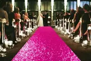4FTx15FT-Sequin Aisle Runner-Fuchsia Sparkly Carpet Runner for Wedding/Christ...