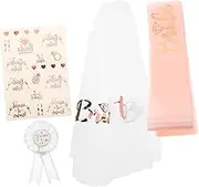 1 Set Bachelor Party Kit Bride to Be Decorations Bridesmaids Sashes Bride Veil Bridal Shower Props Veil Decoration Kit Bachelorette Photo Booth Props Bachelorette Photo Props
