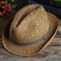 在飛比找蝦皮購物優惠-夏季旅游男士草帽 手工編織戶外遮陽帽沙灘帽透氣親子帽廠家批發