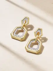[DAVID WEBB] DAVID WEBB - Uptown Hammered 18-karat Gold, Platinum And Diamond Earrings - One size One size Gold
