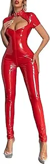 [GRRKDFQ] Women's Erotic Lingerie Sets Short Sleeve Cutout Zipper Jumpsuit