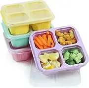 Nuoqiuu 4 Pack Snack Containers, 4 Compartment Lunchable Containers, Reusable Meal Prep Snack Containers for Kids, Snack Bento Boxes for Toddler School, Work and Travel