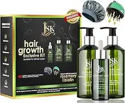 JSK Hair Growth Shampoo & Conditioner Set with Biotin & Rosemary for Thinning Hair, DHT Blocker, Sulfate-Free Thickening & Moisturizing Hair Care for Men & Women, Includes Scalp Massager & Silk Bonnet