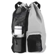 Swim Bag Mesh Drawstring Backpack, with Wet Pocket for Swimming Gear, Grey