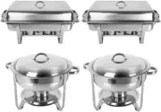 Chafing Dishes Buffet Catering Warmer 4 pcs Set Water Trays 2 Round 2 Rectangle
