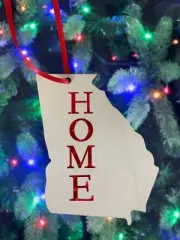 Home Georgia Wood Christmas Ornament Handcrafted in Atlanta Columbus USA