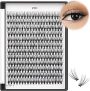 Bodermincer 240pcs 20D D Curl Lashes Clusters Professional Makeup Individual Cluster Eye Lashes (20D-D Curl-16mm)