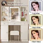 Makeup Vanity Desk with LED Lighted Mirror 3 Drawers Dressing Table Desk Stool