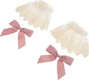 [OATIPHO] Detachable Bow Lace Wrist Cuff Lace Wristcuff Women Tea Party Elastic Bracelet False Collar