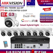 HIKVISION 4K Colorvu Acusense 3.0 Dual Mic IP CAMERA+DS-7608NI-Q1/8P System Lot
