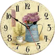 Wooden Wall Clock 14 Inch Arabic Numerals Easy to Read Silent Wall Clock Vint...