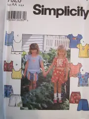 7626 Simplicity SEWING Pattern Girls Top Shorts 2-6X UNCUT