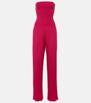 [Alaia] Alaïa Strapless pleated knitted jumpsuit AU 14 red