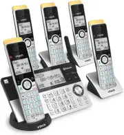 VTech Super Long Range 5 Handset DECT 6.0 Cordless Phone for Home with Answering