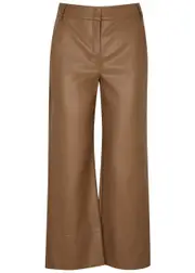S Max Mara Soprano Cropped Faux Leather Trousers - Brown - M (UK12 / M) M (UK12 / M)
