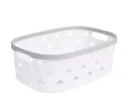 NEPA Market White Plastic Oval Basket, Storage Organizers, Pantry Basket Medium