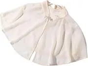 [Jdlsppl] Women's Soft Shrug Cape Poncho Top Chiffon Sequin Party Short Sleeve Fall Summer Spring