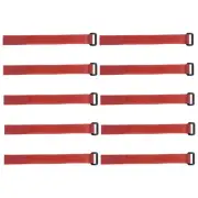 10pcs Hook and Loop Straps, 3/4-inch x 14-inch Securing Straps Cable Tie (Red)