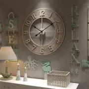 60Cm/24In 3D Large Oversized Wooden Wall Clock Vintage Rustic Clock, Silent Non-
