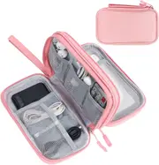 Travel Cable Organizer Electronics Accessories Case for USB Data Cable Earphone Wire Power Bank Phone,Pink