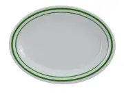 Yanco China PT-216 Pine Tree Green/Beige Melamine 16" x 12" Oval Platter- 1 Doz