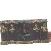 Hand-carved India Colorful Decorative Wood Wall Hanging Panel Plaque 5.6"