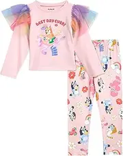 [Bluey] Girls T-Shirt and Leggings Outfit Set Toddler to Big Kid Sizes (2T - 10-12)