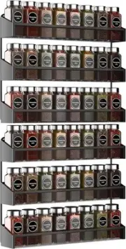 AULEDIO 2 Pack Spice Rack Organizer, 3 Tier Counter-top Stand or Wall Black