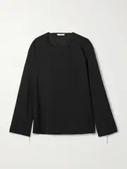 [The Row] The Row - Cattaleya Frayed Wool-canvas Top - Black - US2 US 2 Black