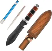 Multipurpose Outdoor Knife with Thick Leather Sheath, 12-inch Fixed Blade Knife
