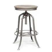 Grey Bar Stool with Oak Top