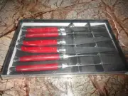 Set of 6 Laguiole steak knives ABS Red handles NIB