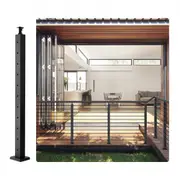 VEVOR Cable Railing Post, 36" x 2" x 2" Steel Horizontal Hole Deck Railing Post, 10 Pre-Drilled Holes, SUS304 Stainless Steel Cable Rail Post with Hor