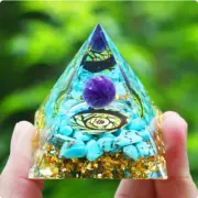 Crystals Stone Orgone Pyramid Energy Generator Natural Amethyst Peridot U