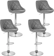 [Artiss] Bar Stools Stool Set of 4 Adjustable Kitchen Swivel Counter Barstools Dining Chair Chairs Gas Lift Leather Grey in 66-79cm Seat Height Floor for Home Bar Dining Room Cafe Outdoor Indoor
