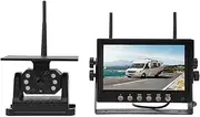 Magnetic Solar Wireless Backup Camera, HD 1080P 7'' DVR Monitor No Wiring Trailer Hitch Rear View Camera 10200 MAh Rechargeable Waterproof Night Vision Cameras for Truck Car SUV