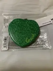 COACH CU 755 Glitter Heart Compact Mirror Sherbert Military Green Stocking Stuff