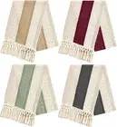 4 Pieces Boho Table Runner Tassels Rustic Farmhouse Table Runner Macrame Burlap