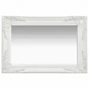 Wall Mirror Baroque Style 60x40 cm White