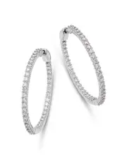 Bloomingdale's Fine Collection Diamond Inside Out Hoop Earrings in 14K White Gold, 3.0 ct. t. w.