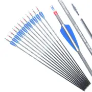 Spine 300 400 28" 30" 31" Carbon Arrows for Compound Recurve Bow Archery Hunting