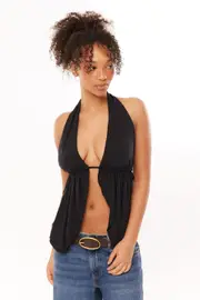 [Supré] Supré - Soft Dixie Tie Top - Black 2XS BLACK