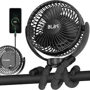 Stroller Fan - 65Hrs 12600mAh Rechargeable, Timing Car Seat, Portable Clip On Battery Operated for Baby, Peloton, Treadmill, Golf Cart, Beach, Bed, Dog