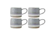 4PK Mikasa 320ml Textured Ombre Coffee Mug Cup Stoneware Drinkware w Handle Grey