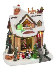 Gerson International 10.63-In B/O Lighted Musical Holiday House W/ Moving Scene