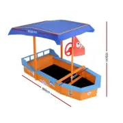 Keezi Kids Sandpit Outdoor Toys Wooden Play Sand Pit Box Boat Canopy Children