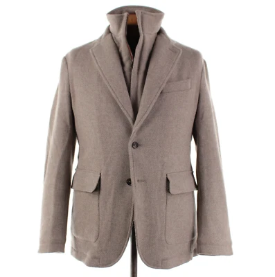 Luciano Barbera NWT Wool Blend Jacket w/ Removable Bib Size 50 (M US) In Beige