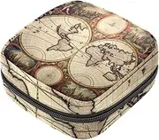 Period Bag,Sanitary Napkin Storage Bag,Compass Road World Map,Tampon Holder for Purse
