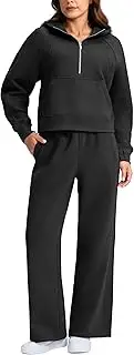 [SANTINY] Two Piece Sets for Women Fleece Hoodies Oversized Sweatsuits 2 Piece Lounge Sets
