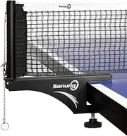 Sanung S207 Table Tennis Net and Post Set, Collapsible Ping Pong Mesh Net Clip with high Strength Grip Holder Adjustable Screw Clamp Post Kit for Professional Training Competition Game Playing
